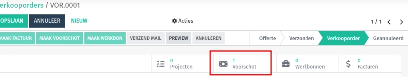 Offerte - Voorschot - Slimme knop Offerte - Voorschot - Slimme knop