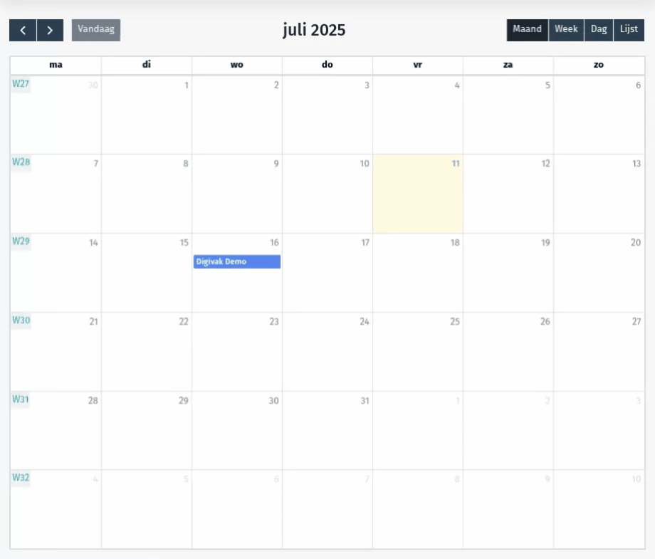 Agenda - voor een selectie van dagen