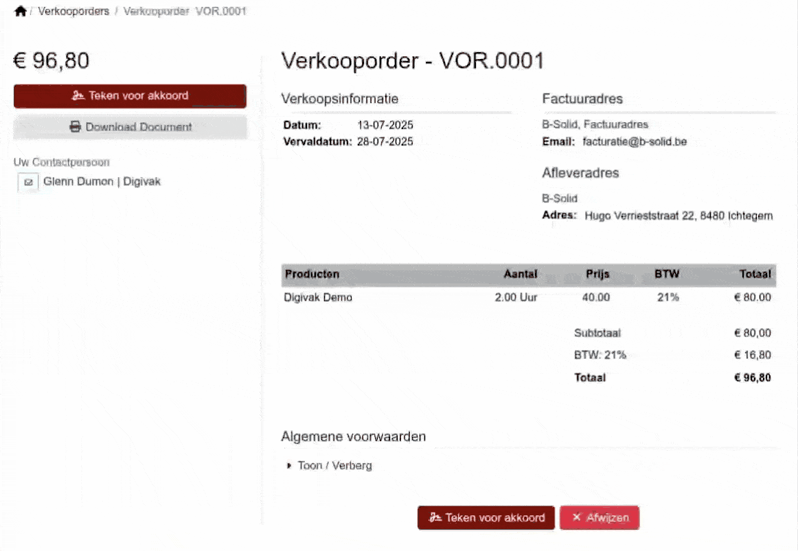 Offerte - Online accepteren en tekenen