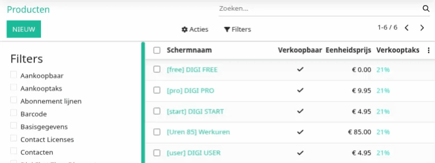 Lijst weergave - zoeken - algemeen