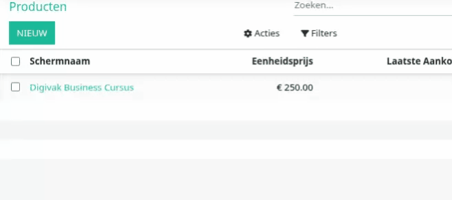 Lijst weergave - Acties - Dupliceren