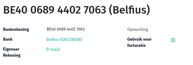 Contact - Bedrijf - Gekoppelde bankrekening Contact - Bedrijf - Gekoppelde bankrekening