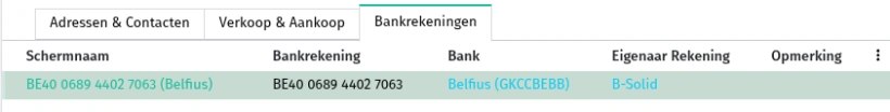 Contact - Bedrijf - Gekoppelde bankrekening Contact - Bedrijf - Gekoppelde bankrekening